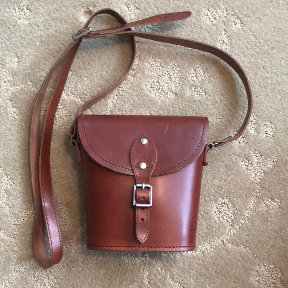 Unused leather crossbody bucket bag